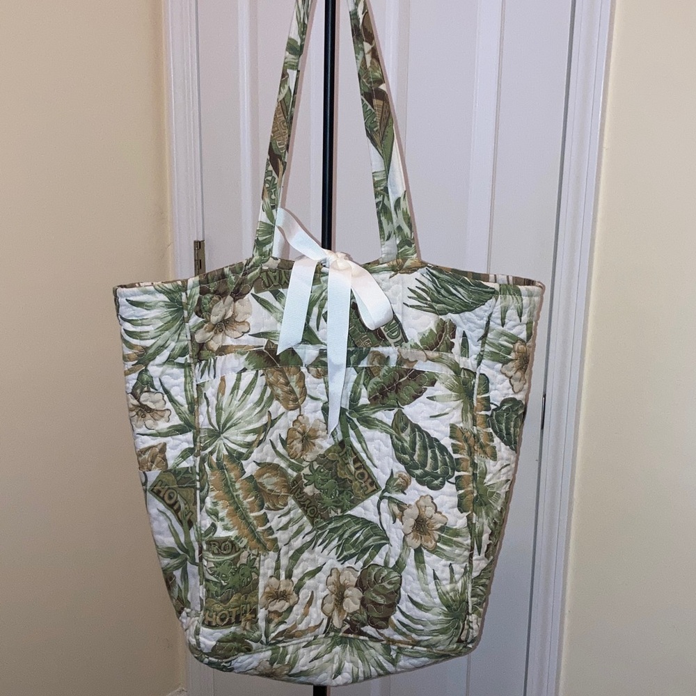 Tropical Leaf Print Tote Bag Handmade - Multipurpose and Reversible